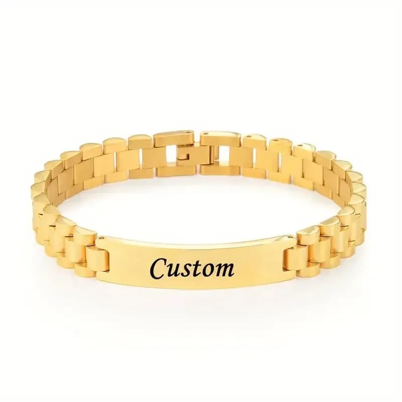 Bracelet pour homme avec texte personnalisé, gravure personnalisée, acier inoxydable 304L, bracelet 