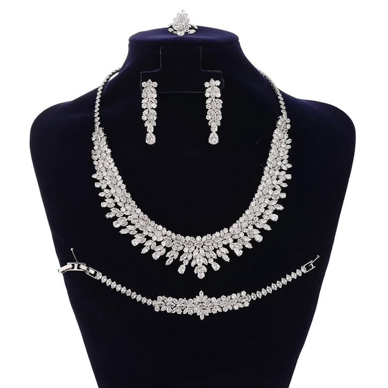 Ensembles de bijoux HADIYANA mariée zircone pour les femmes fête luxe collier Bracelet boucle d'orei
