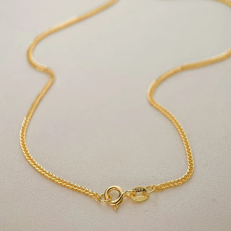 Collier chaîne Chopin en argent sterling 925 de 35 à 90 cm, 1,5 mm, couleur or, pour femmes et fille