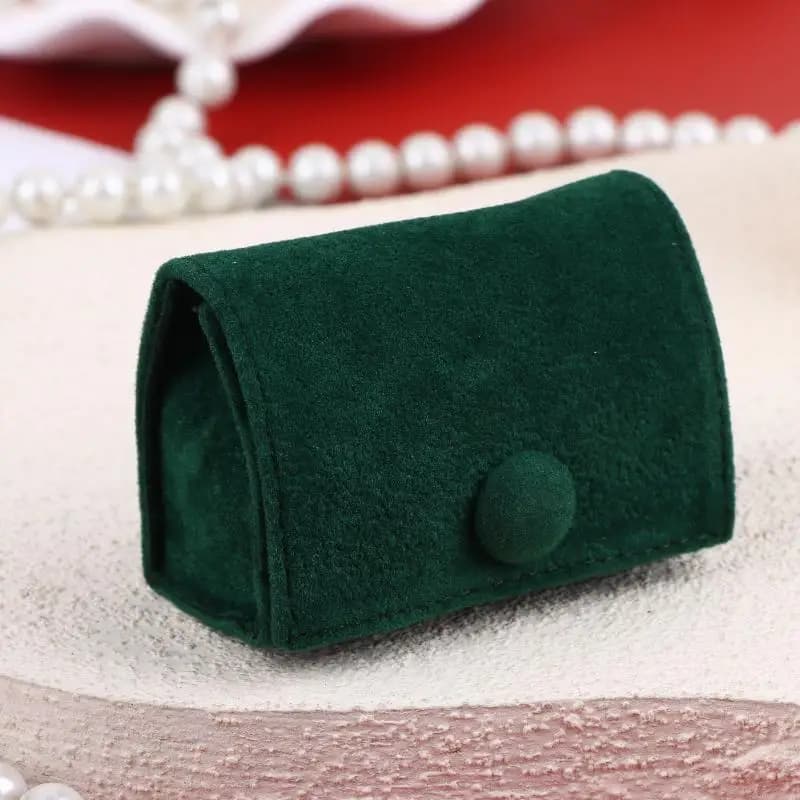 Pochette à bijoux en velours doux, mini sac portable pour bagues, étui à bijoux avec bouton pression