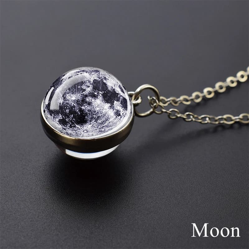 Système solaire planète collier lune terre Júpiter Neptune Mars Venus mercure boule de verre pendent