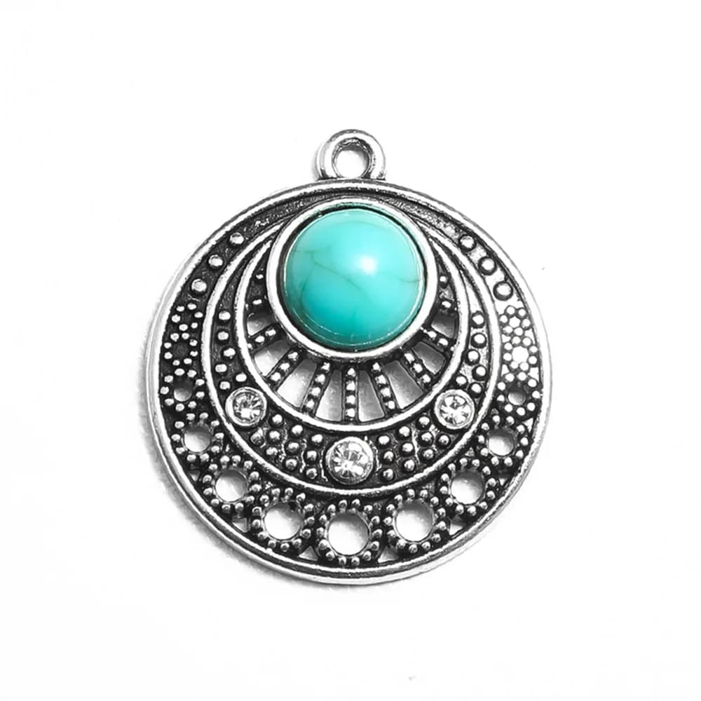 Pendentifs breloques vintage bohèmes ethniques en alliage doré antique avec pierres pour la fabricat
