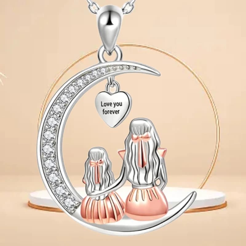 Maman fille lune pendentif collier t'aime pour toujours coeur colliers fête des mères bijoux cadeaux