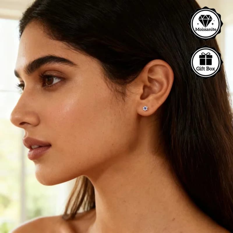 Bijoux LAMVOICE pour femmes/boucles d'oreilles avec moissanite arc-en-ciel de 0,6 à 4 carats, boucle