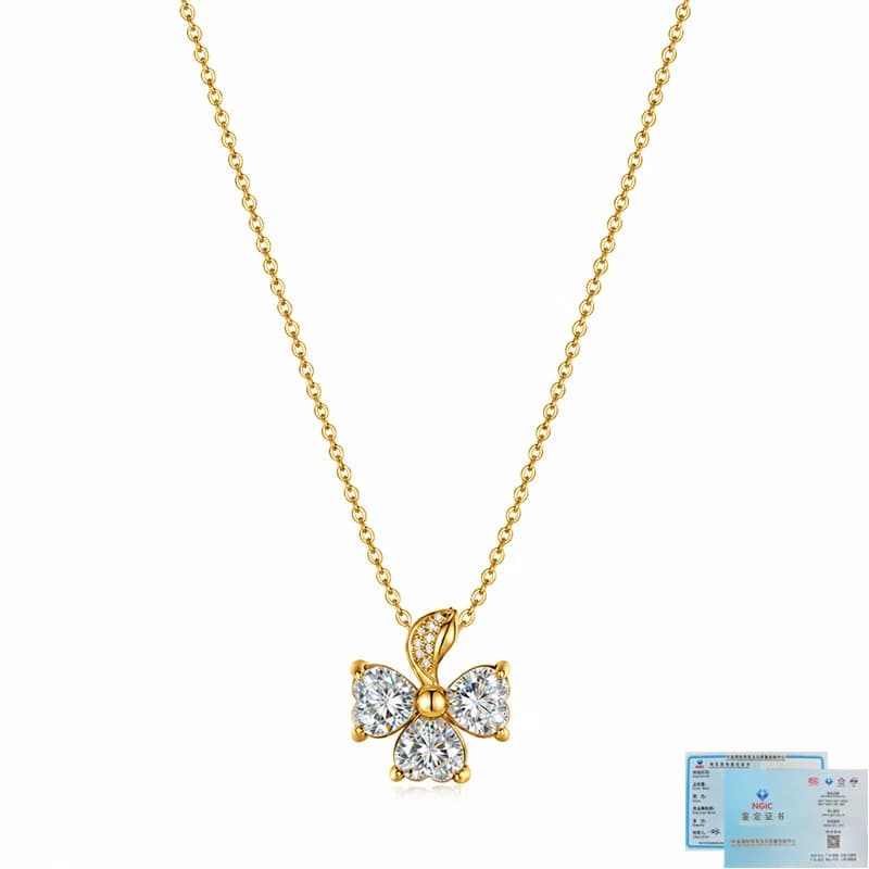 Collier en argent S925 avec moissanite trèfle d'amour de 2,5 carats, chaîne polyvalente pour clavicu