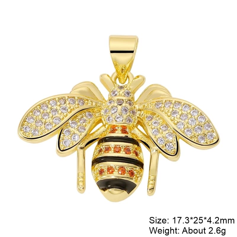 Juya 18K plaqué or créatif grec mauvais œil éléphant libellule arbre panthère léopard émail breloque