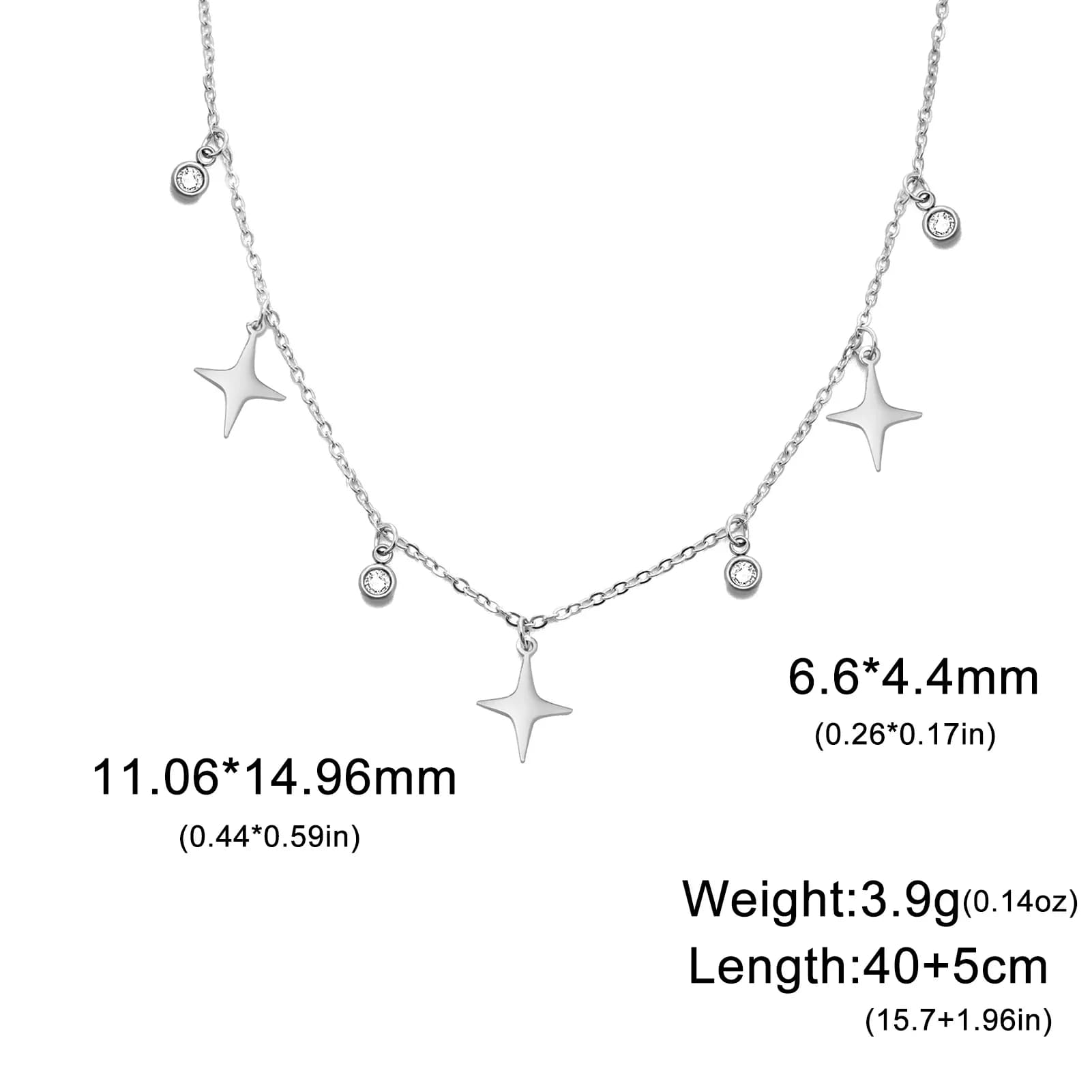 Collier ras du cou en acier inoxydable pour femme avec pendentif étoile polaire en zircon transparen