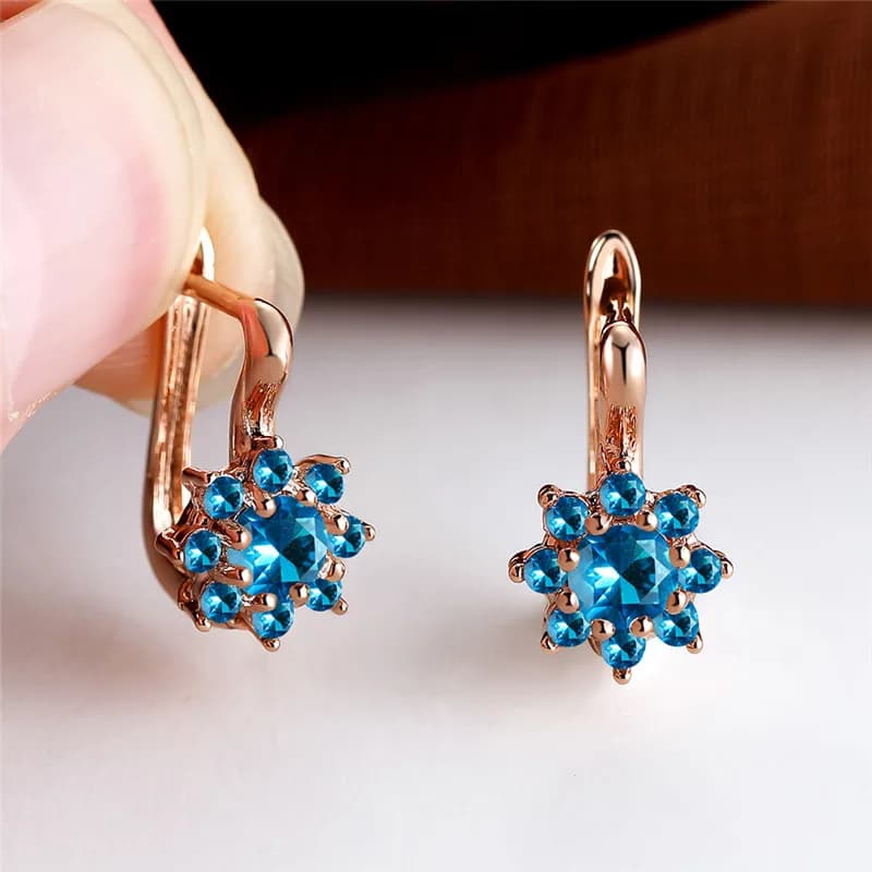 Boucles d'oreilles en Zircon couleur or Rose, cristal arc-en-ciel, pierre multicolore, mignonnes pet