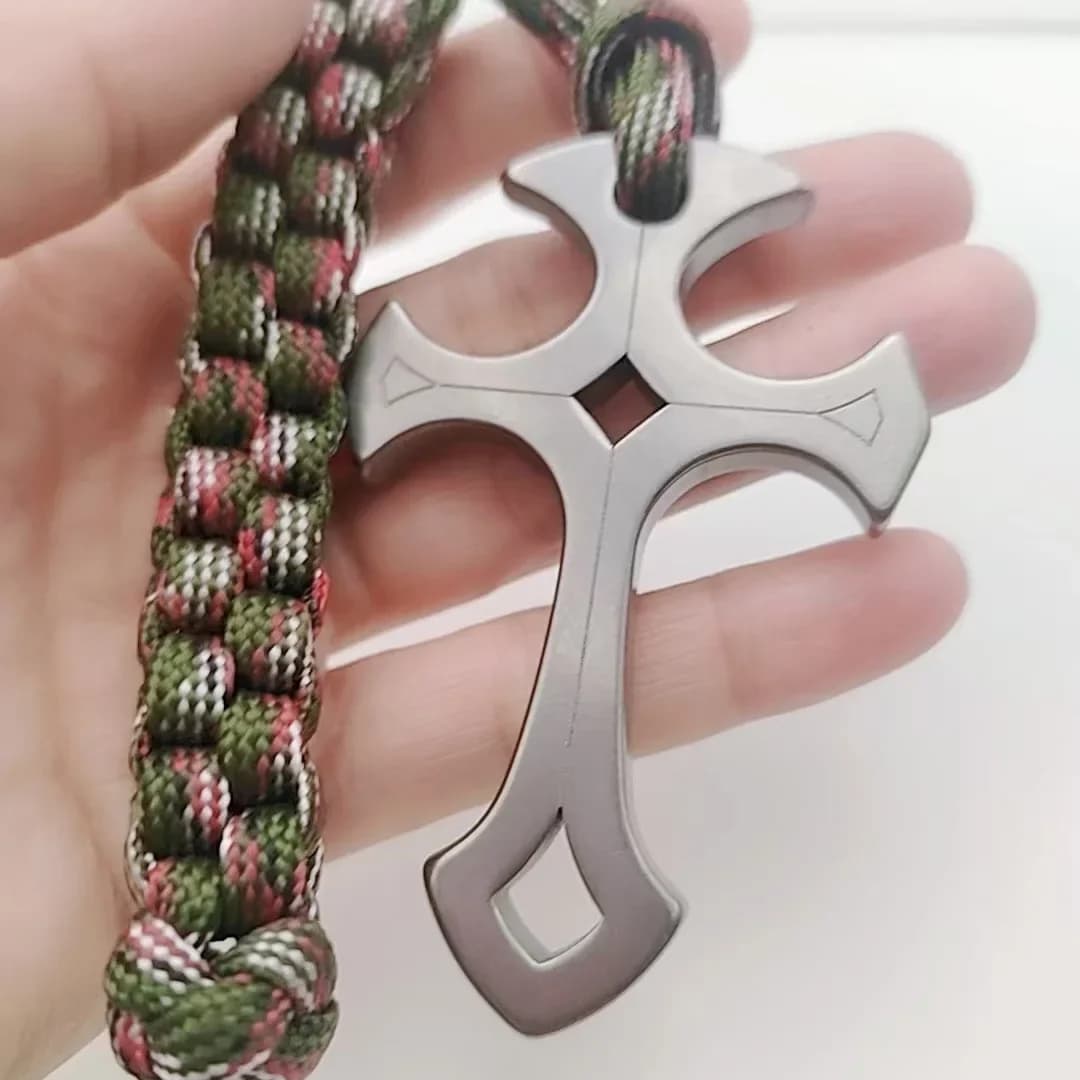 Collier croix multifonctionnel en alliage de titane EDC TC4, outil de pendentif de rupture de fenêtr