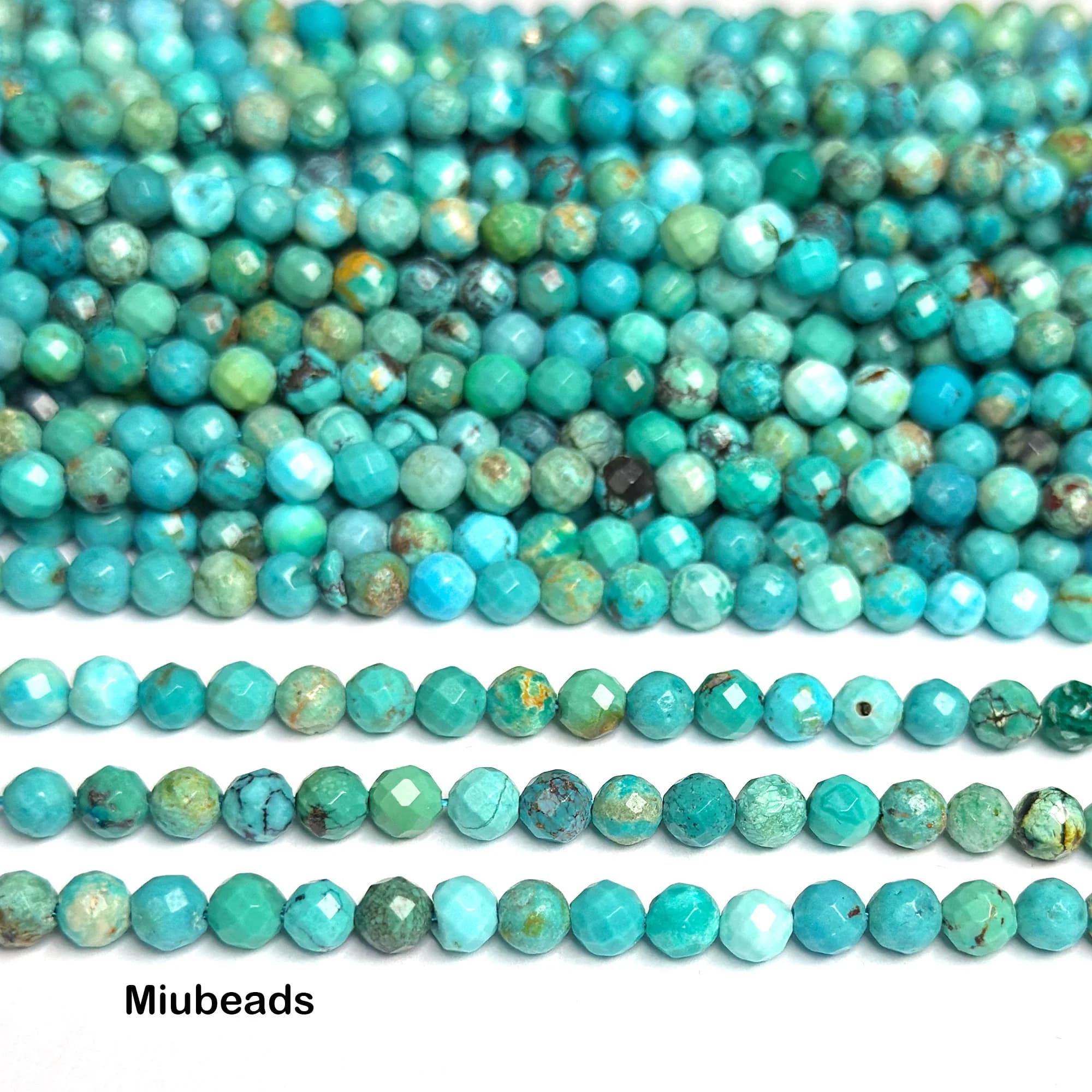 Perles rondes à facettes en turquoise naturelle rare de 5mm, pour la fabrication de bijoux, collier,
