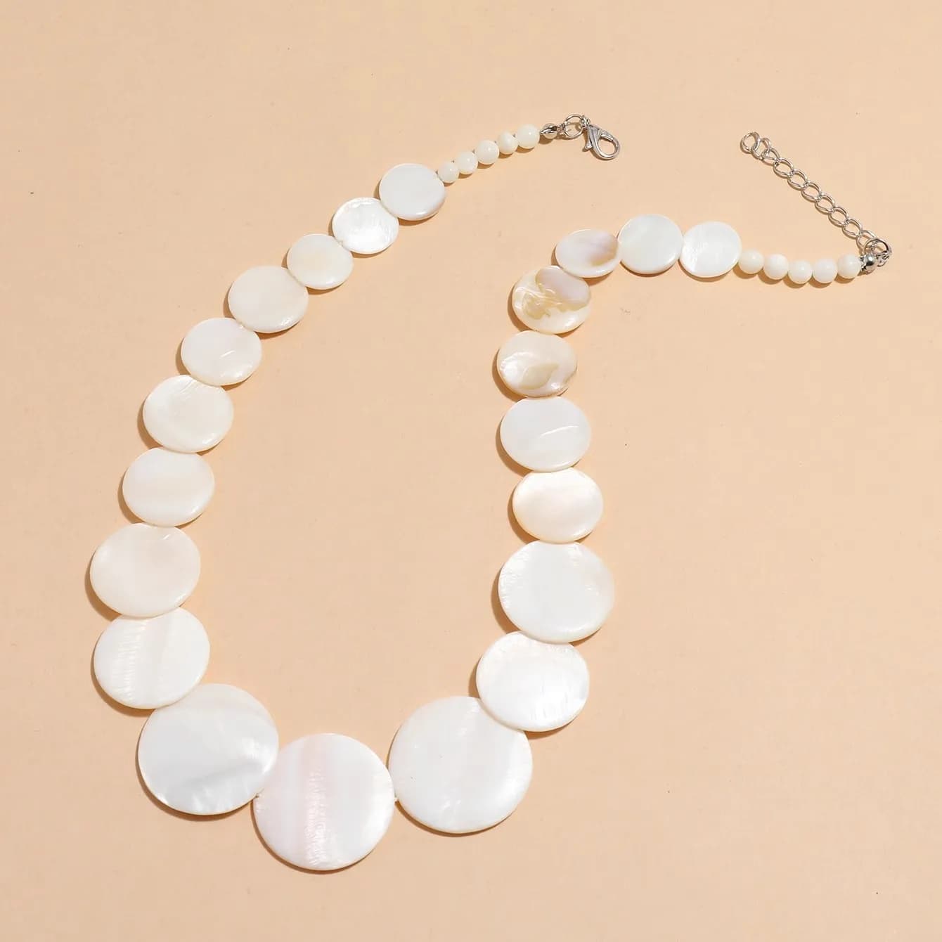 Collier en nacre naturelle 10-30mm, perles rondes, ras du cou, bijoux classiques de plage