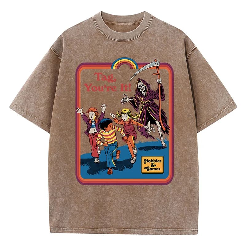 T-shirt décontracté en coton respirant pour hommes et femmes, Death Is Chasing Me From Behind, Washe