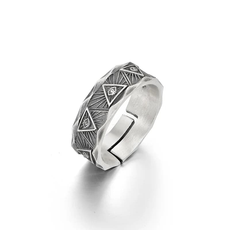 Bague Vintage Punk égyptien œil d'horus pour hommes, anneau Triangle réglable pour tout sens, bijoux