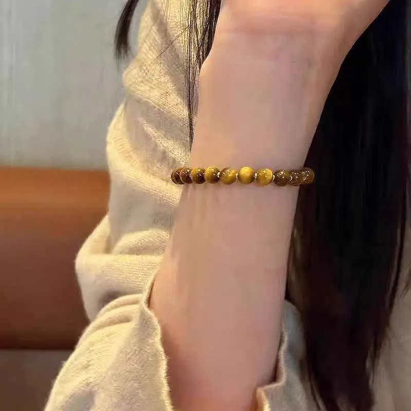 Bracelet Vintage en pierre d'oeil de tigre dégradé pour femmes, bijoux fins de luxe légers, de haute