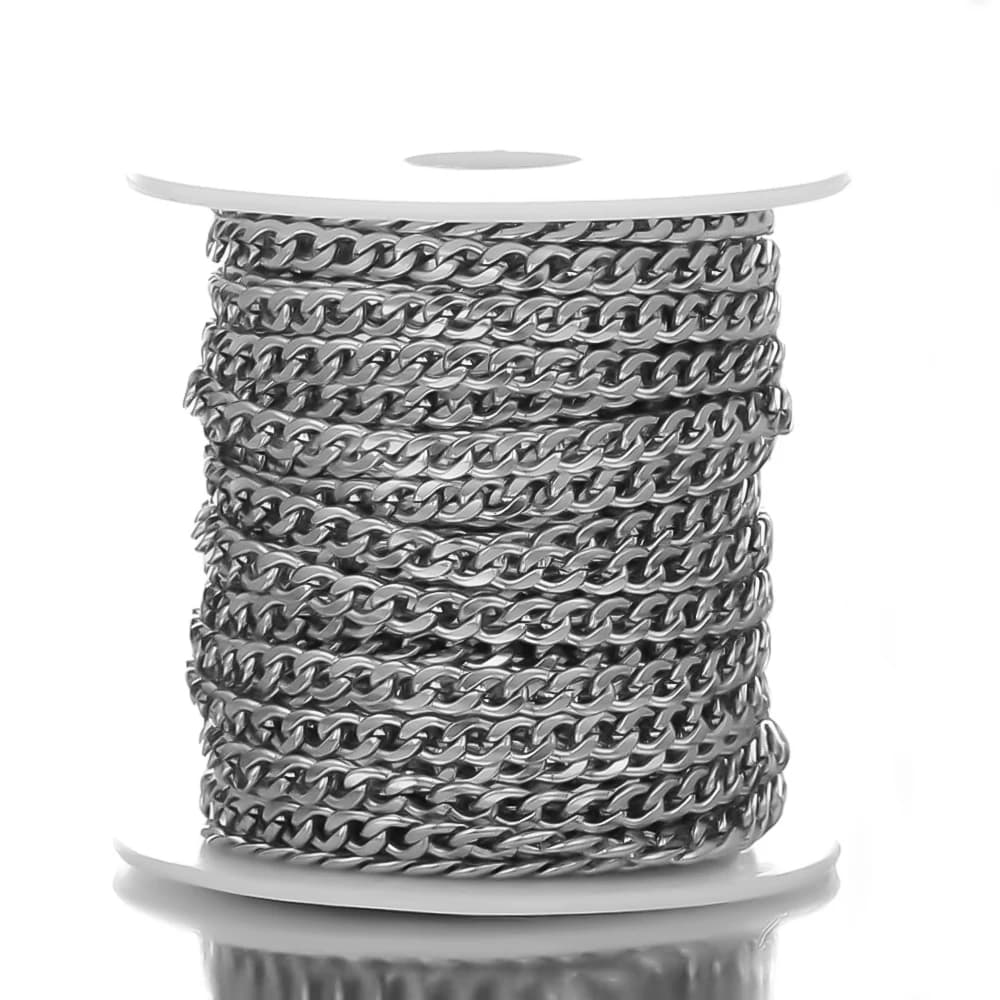Chaînes cubaines en acier inoxydable de 2 mètres, en vrac pour la fabrication de bijoux, colliers hi