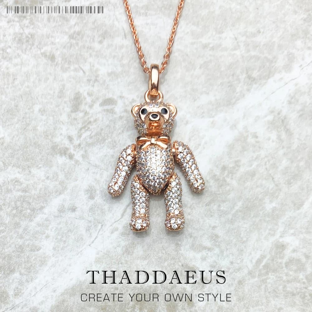 Collier ours en peluche en or Rose, tout nouveau, mignon, bijoux fins, Europe, cadeau en argent Ster