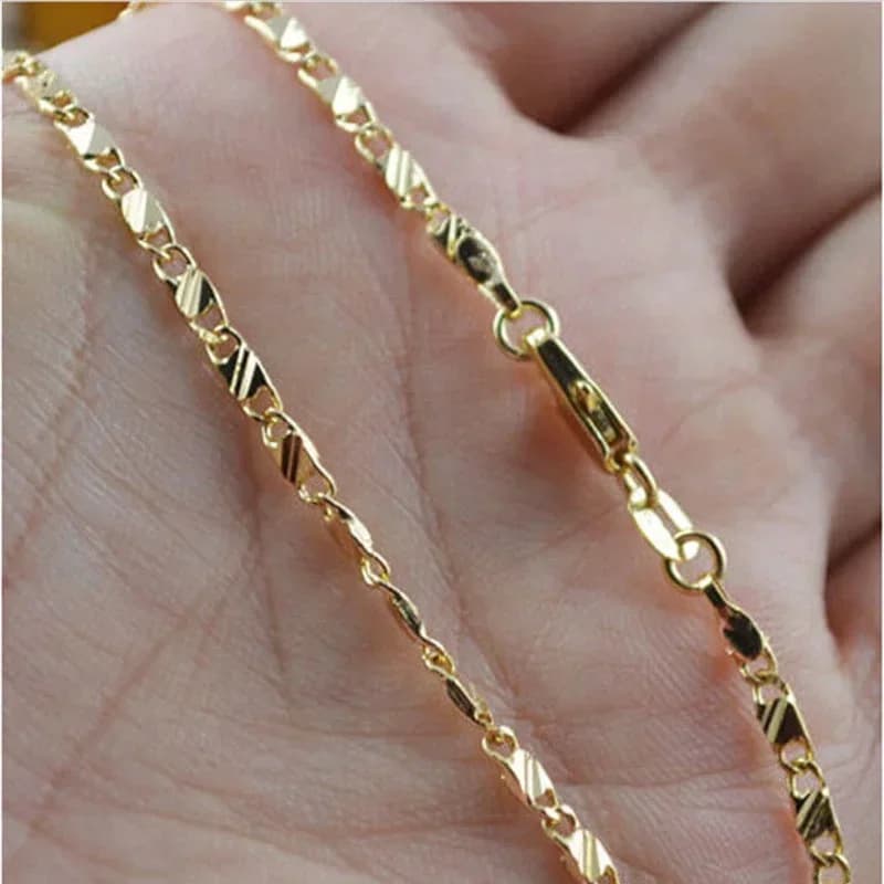Collier rempli de couleur or 18 carats pour femmes et hommes, chaîne de bijoux exquise, taille 16-30