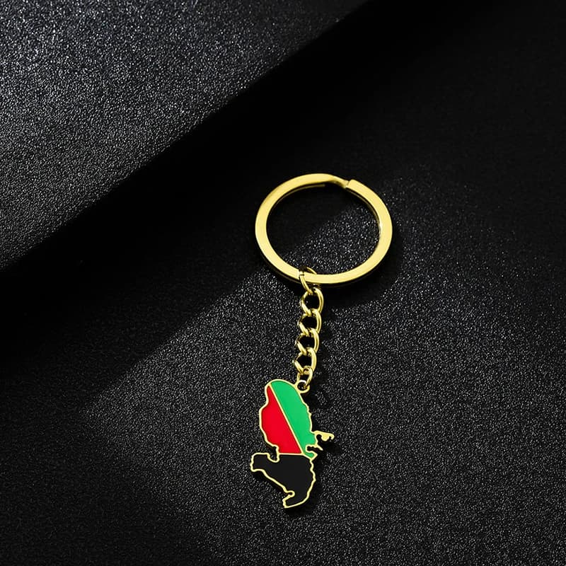 Porte-clés drapeau de carte Martinique Guadeloupe en acier inoxydable, émail unisexe, bijoux ethniqu