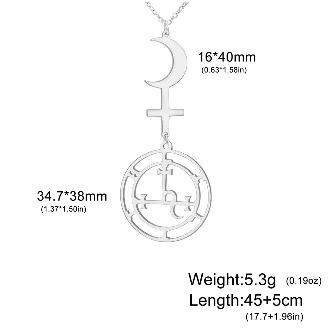 EUEAVAN – colliers de déesse mythique Sigil de Lilith, pendentif croix de croissant de lune en acier
