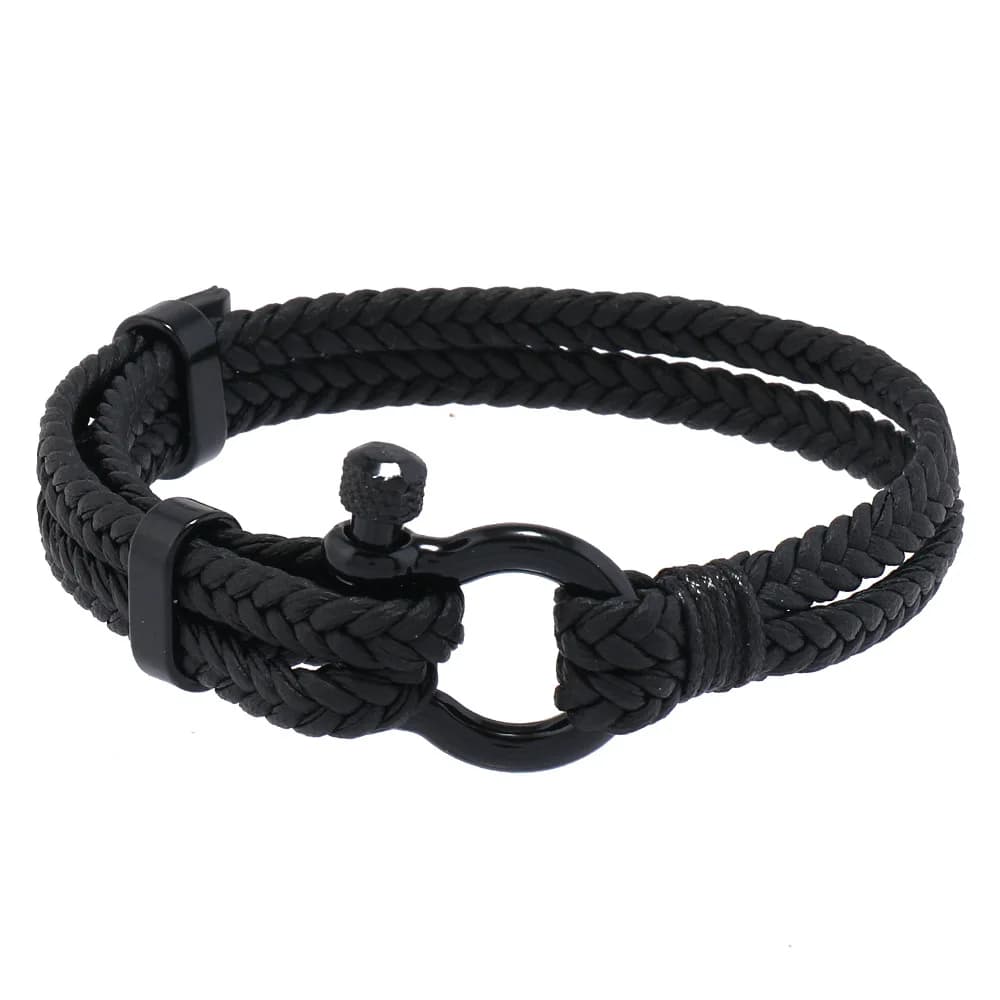 Bracelets en corde de cuir décontractés pour hommes et garçons, Bracelet tricoté Simple avec boucle 