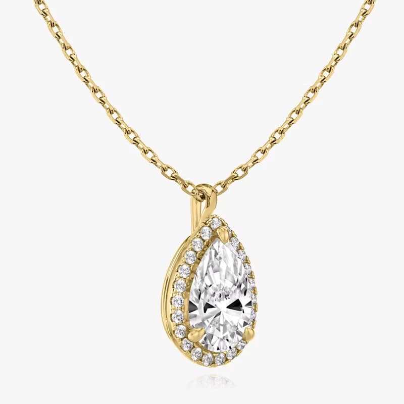 Collier en moissanite certifié Lnkry pour femmes, 2,5 ct, coupe poire, pendentif classique en forme 
