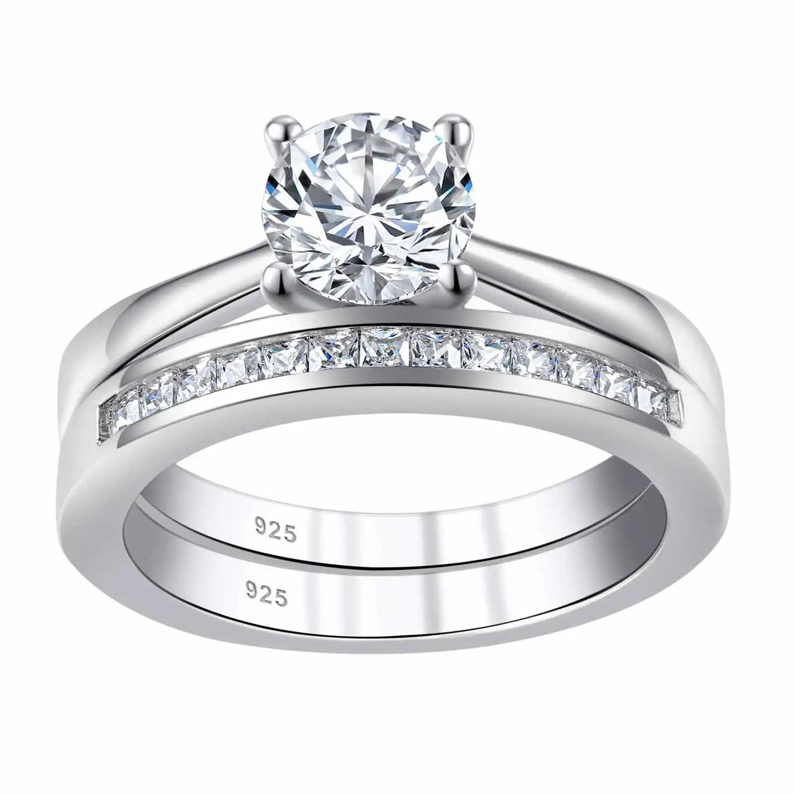 Bague de fiançailles en argent massif 925 Newshe, alliance de mariage, bijoux fins, solitaire de lux