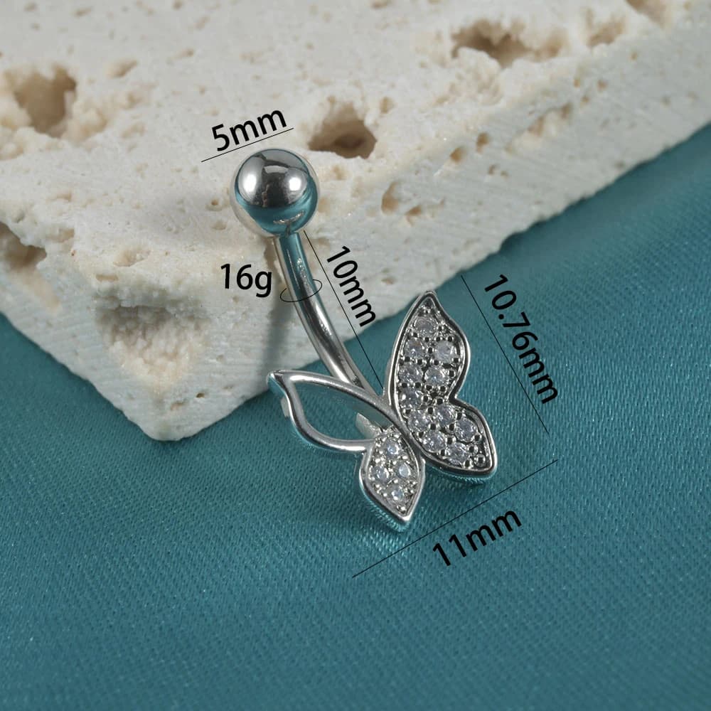 Dreamlee acier chirurgical papillon nombril Piercing Zircon libellule nombril anneaux incurvé haltèr