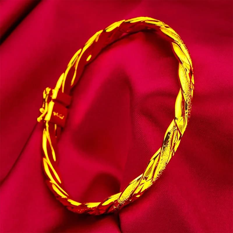 Bracelet en or massif 24 carats pur 9999 - Bijou rotatif haut de gamme à finition semi-intégrée sabl