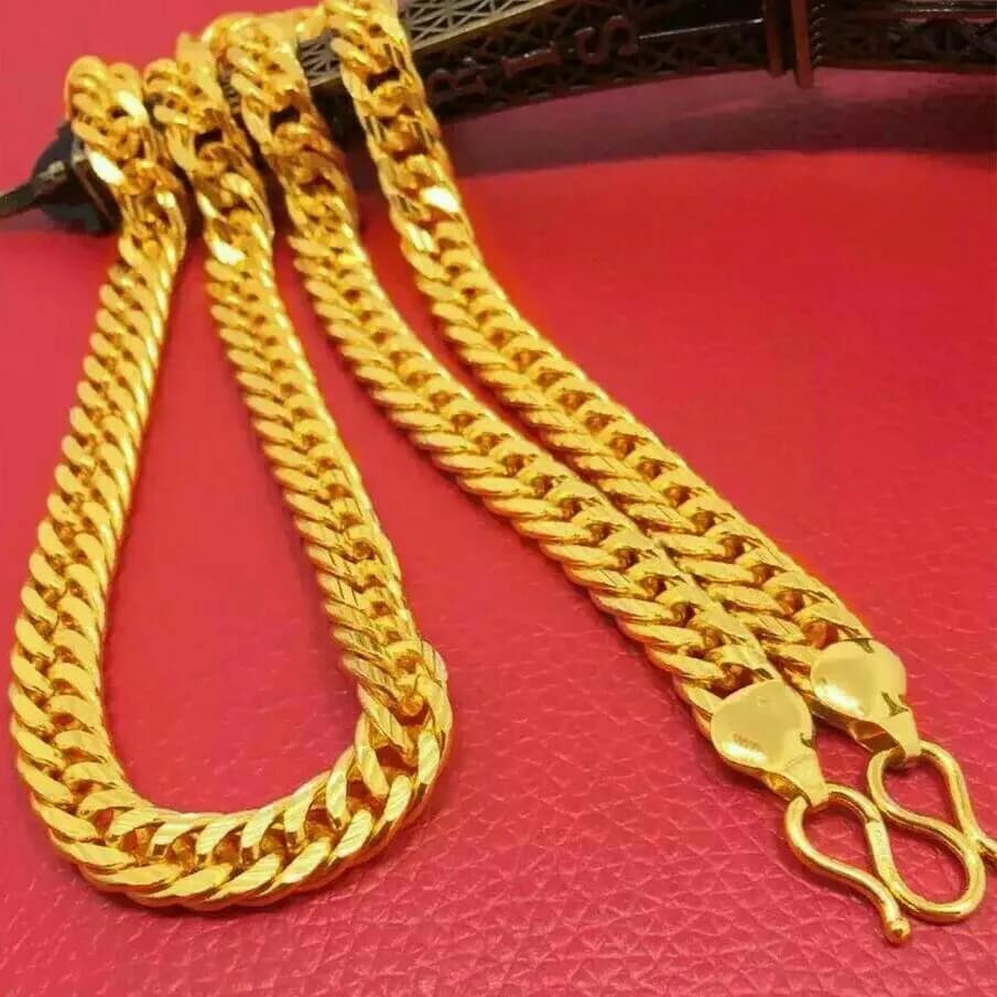 Collier chaîne plate pour homme en or pur 24 carats 9999, bijoux en or exclusifs simples et élégants