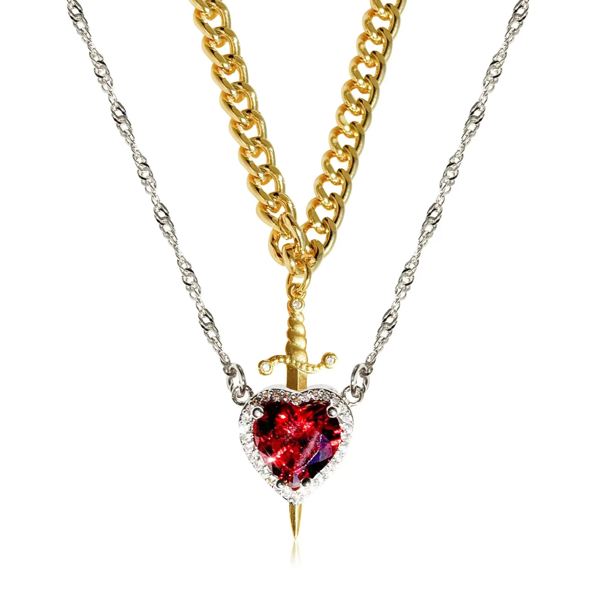 Fleur éternelle cachée bijoux coffret cadeau coeur épée Couple colliers conservation donner des cade