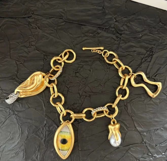 Collier à pampilles en forme d'oeil, chaîne de taille, bracelet, broche, bracelet