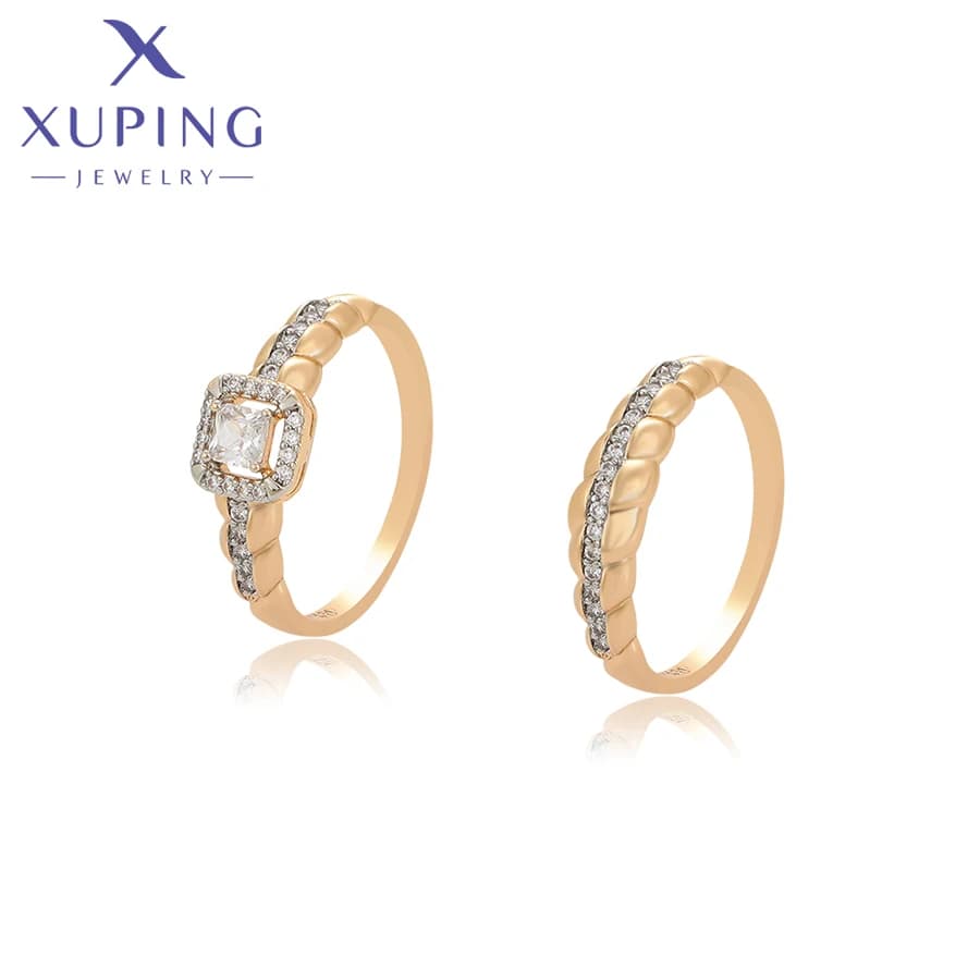 Xuping bijoux mode carré Couple bague ensemble couleur or anneaux pour hommes femmes cadeau de maria