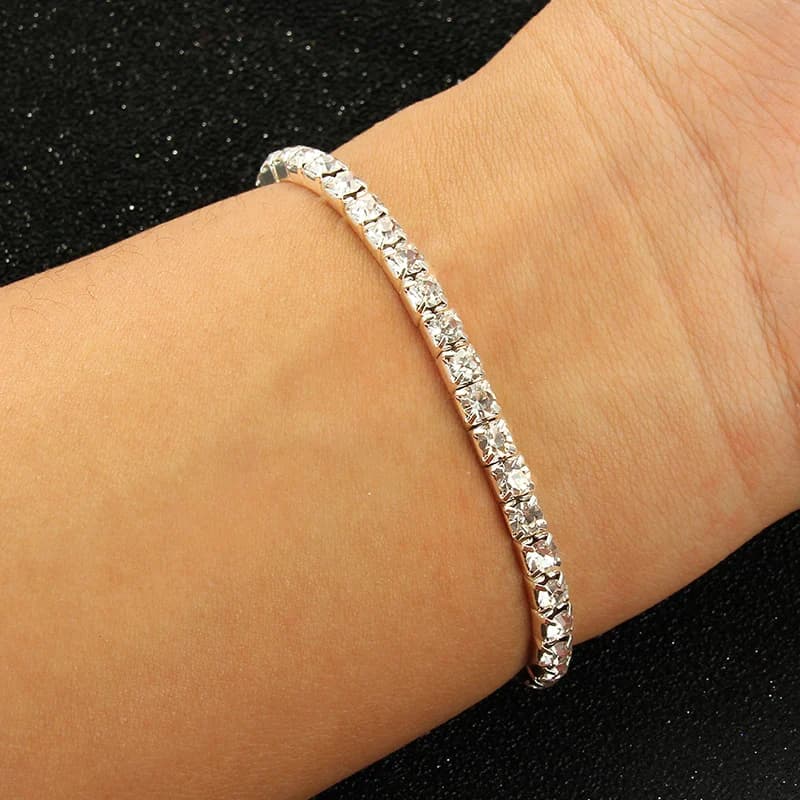 Bracelets et Bracelets en strass couleur argent multi-styles, Bracelet de mariée de mariage, extensi
