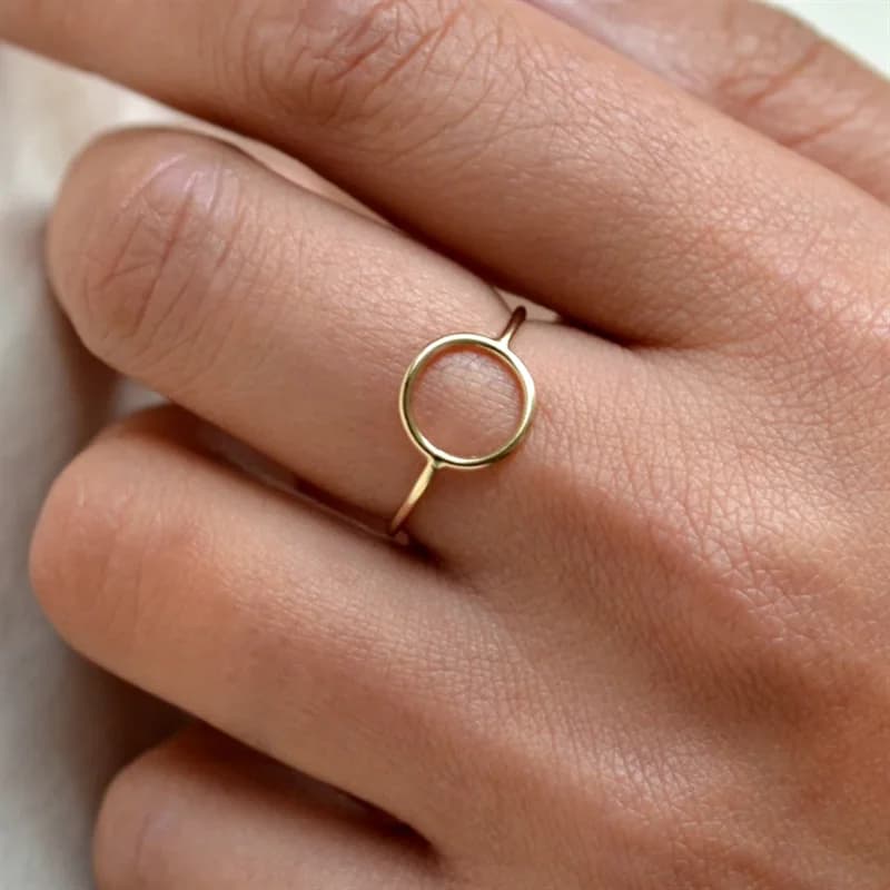 Bague en or 14K pour femmes, cercle de Karma rempli, bijoux de jointure, style Boho