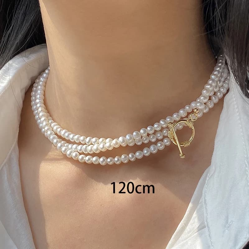Collier de perles d'eau douce naturelles blanches véritables pour femme, petit collier de perles fin