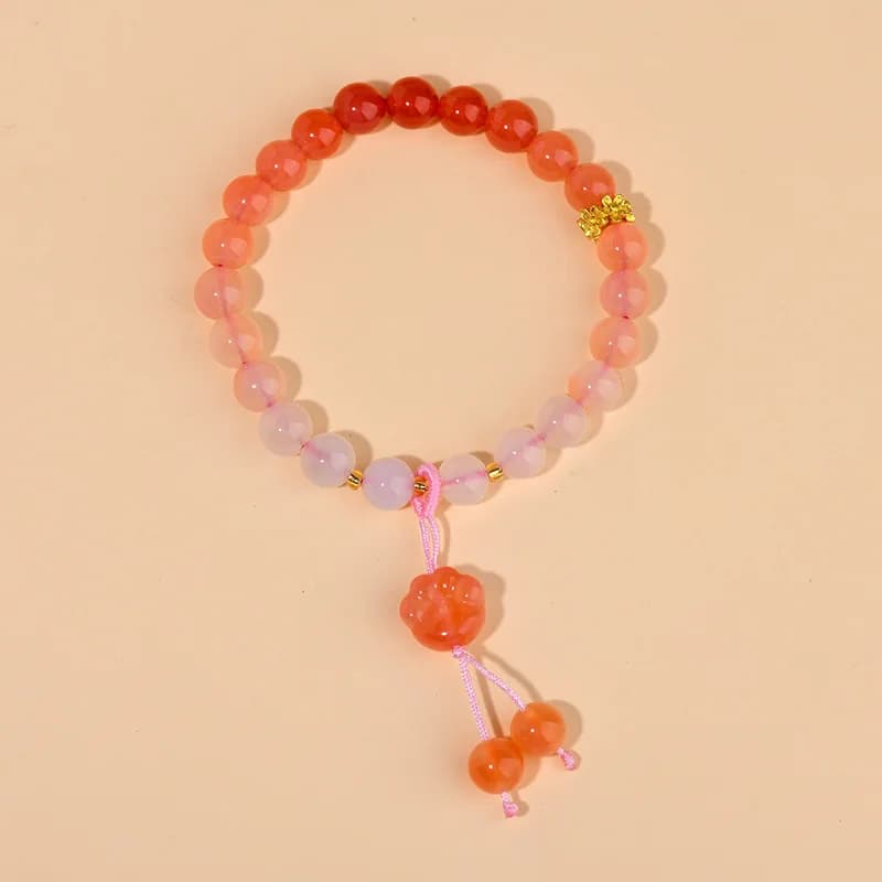 Bracelet en Agate Yanyuan naturelle à brin unique, griffe de chat dégradée de couleur bonbon, bijoux