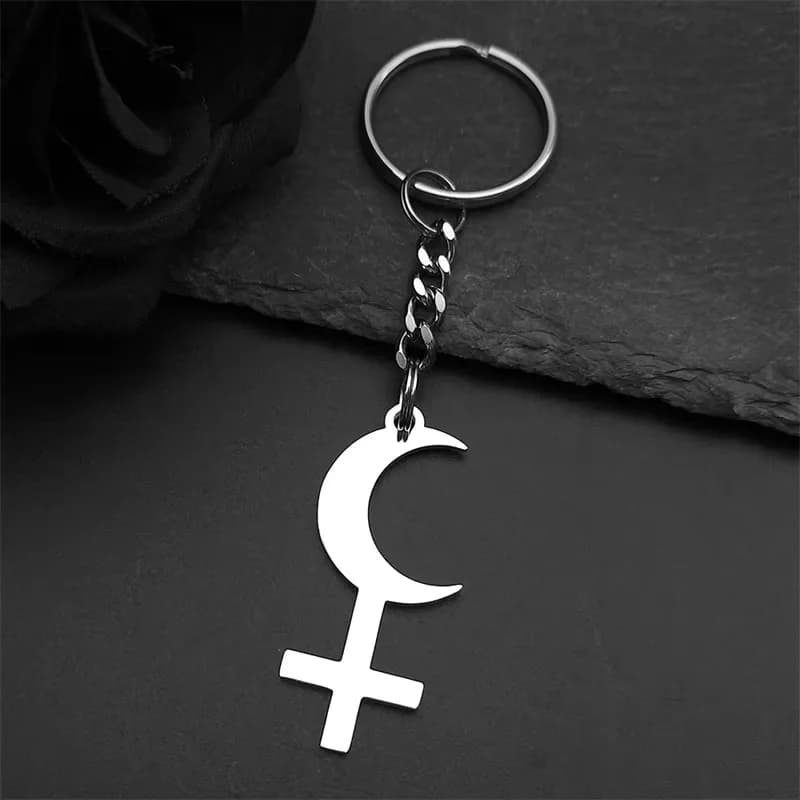 Lilith croissant inversé croix collier en acier inoxydable symbole astrologique signe colliers Satan