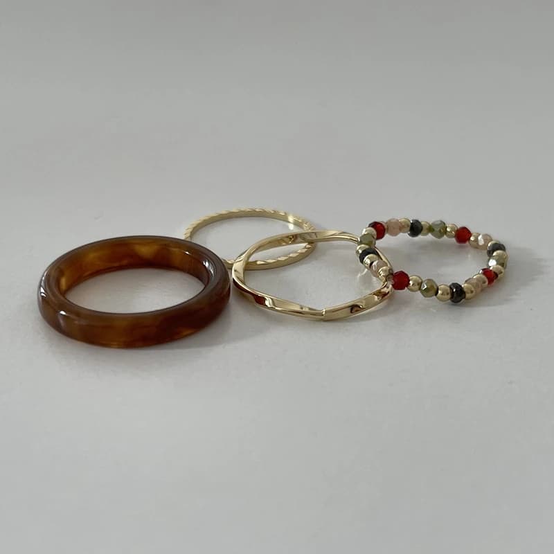 4 pièces/ensemble Chic résine géométrique métal lignes irrégulières perles anneaux pour femmes acryl