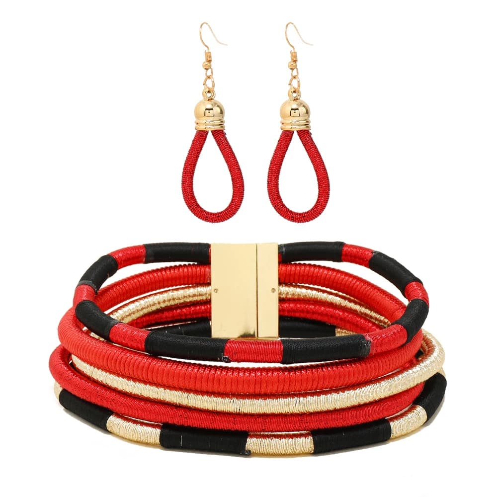 Bijoux de cou Tribal africain, tissage de corde colorée multicouche, bavoir épais, collier et boucle