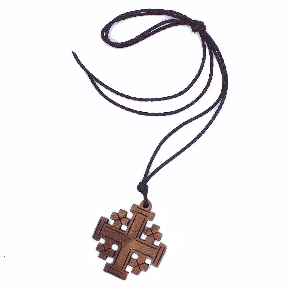 Colliers religieux simples pour femmes et hommes, pendentifs en bois de la croix de pyramide, bijoux