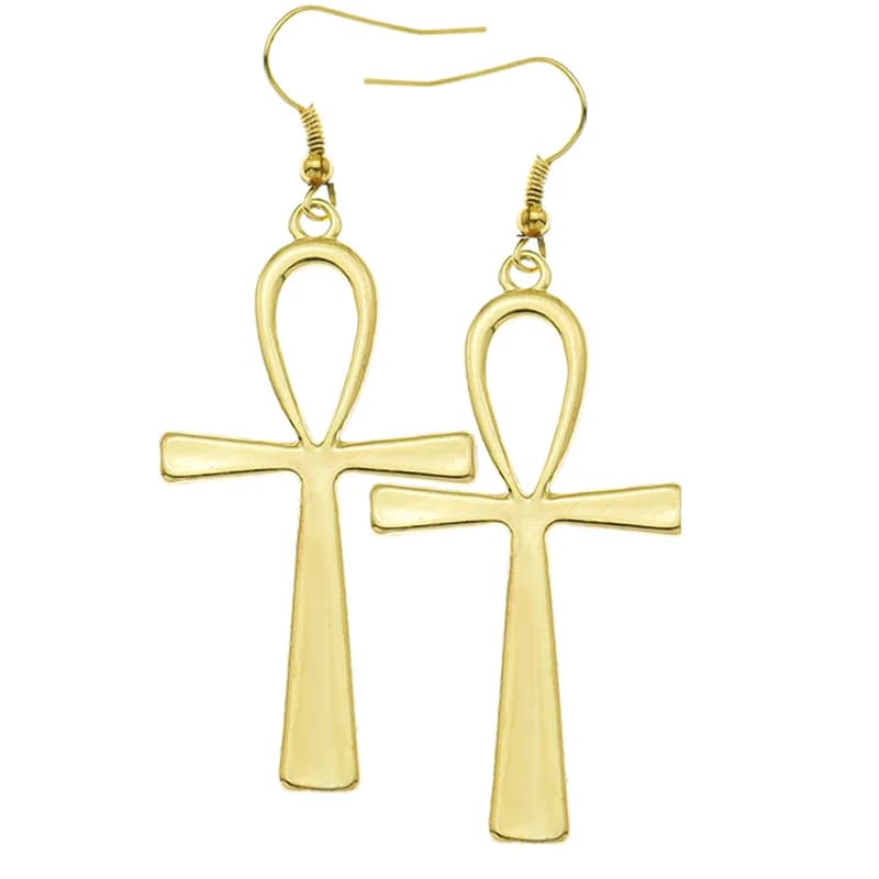 Vintage vie égyptienne grande croix Ankh amulette pendentif hommes femmes longue chaîne collier ras 