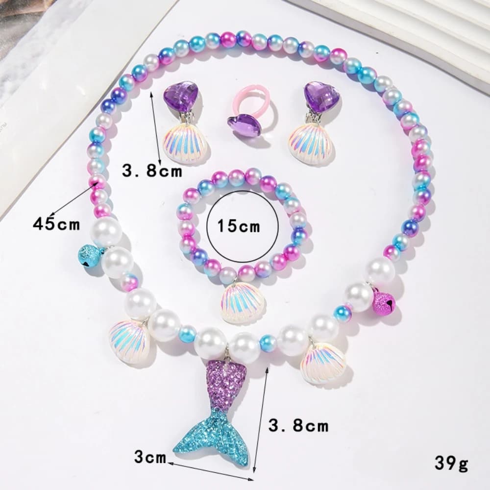 Ensemble de bijoux pour petites filles, cadeau pour enfants, joli collier en queue de poisson papill