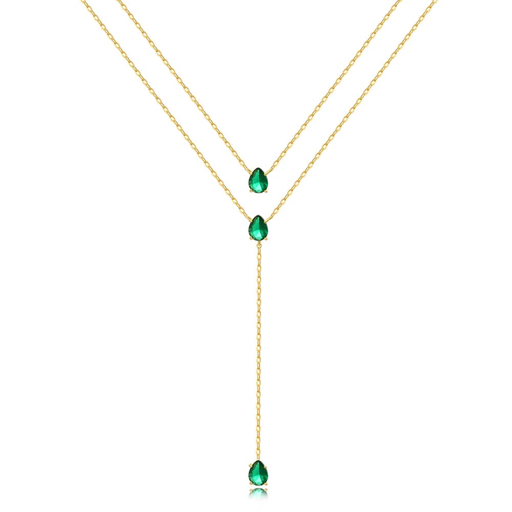 Collier pendentif Double couche en forme de goutte d'eau pour femmes, chaîne de clavicule, bijoux de