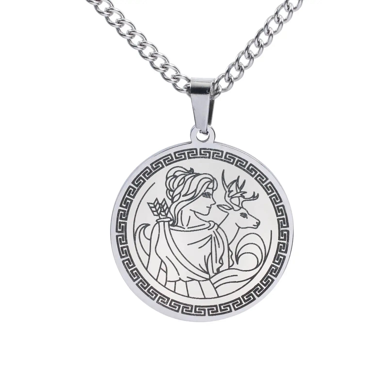 Pendentif Artemis de déesse de chasse, collier de mythologie grecque ancienne pour femmes et filles,