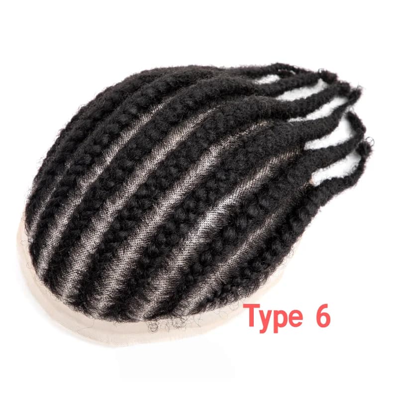 Perruque tressée pour homme, perruque complète en dentelle, 100% cheveux humains, tresses, prothèse 