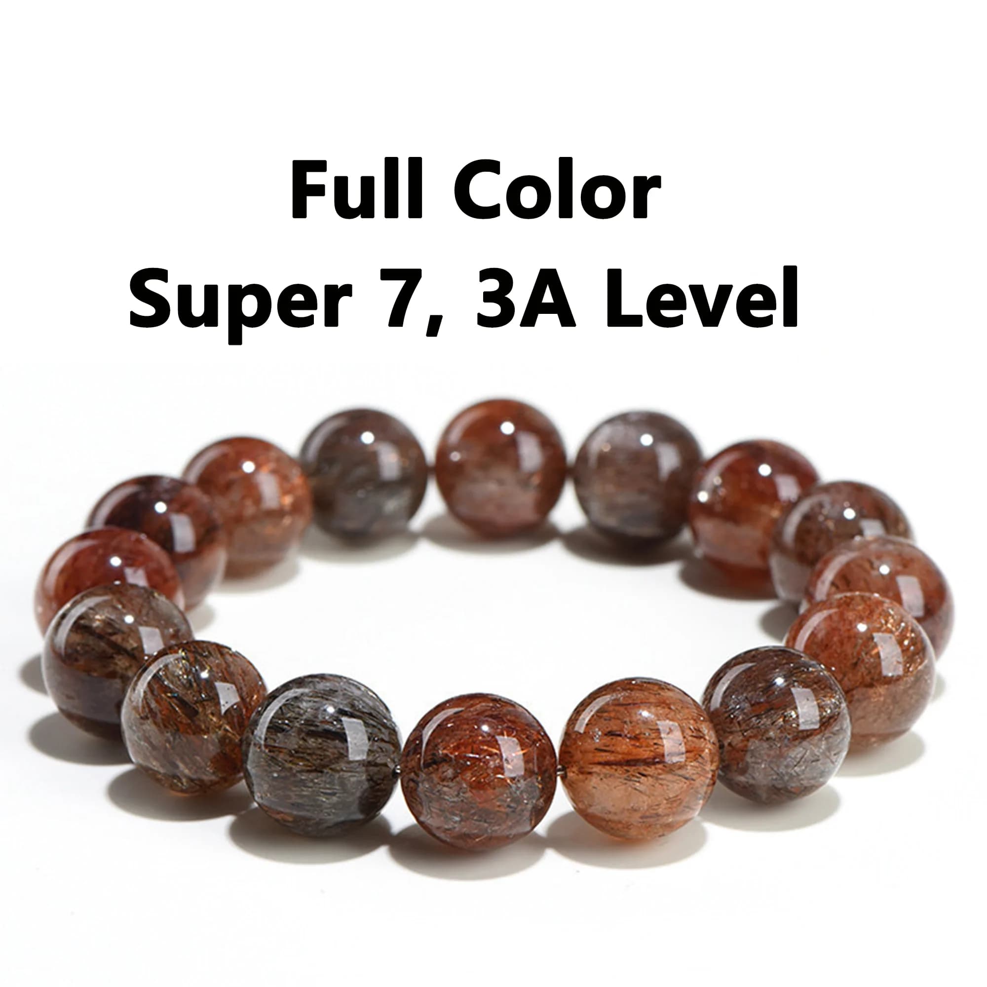 Bracelet en perles de quartz rutilé noir Super 7 naturel authentique Jewlara, bracelet à perles rond