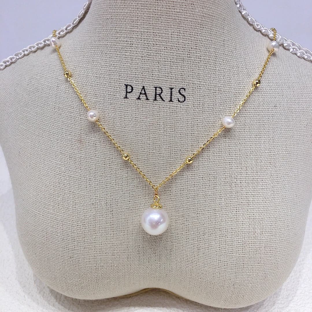 ZHBORUIN 2024 nouveau Babysbreath grand pendentif de perle ronde 100% véritable collier de perles d'