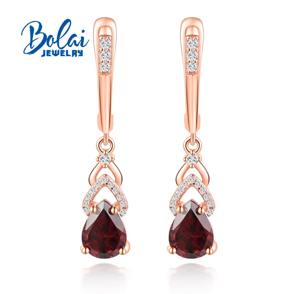 Boucles d'oreilles en argent Sterling 925, grenat rouge naturel, pierres précieuses, bijoux fins de 
