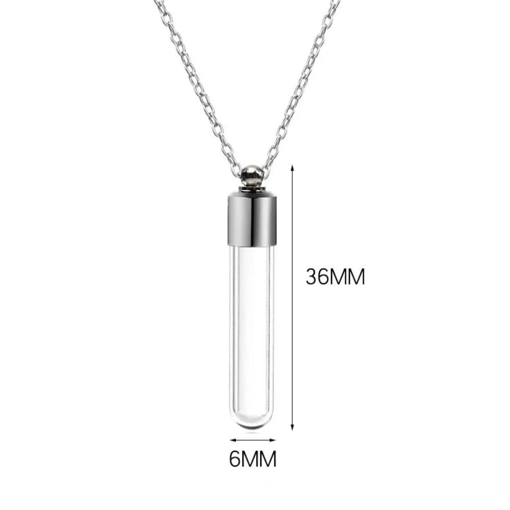 Flcopropriété en verre transparent avec bouchon à vis ouvrable, collier, bouteille de souhait, pende