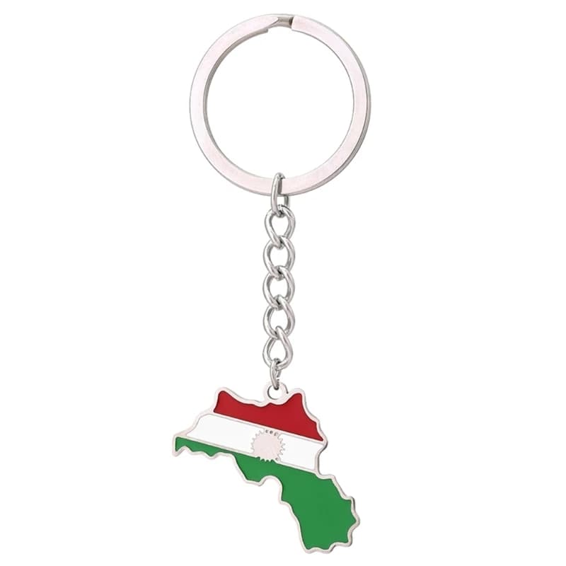 Porte-clés élégant avec carte du Kurdistan, pendentif couleur or/argent, accessoire Unique ethnique 